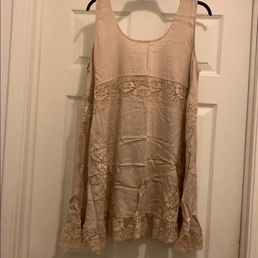 NWOT Beige Tank w/ Lace inserts